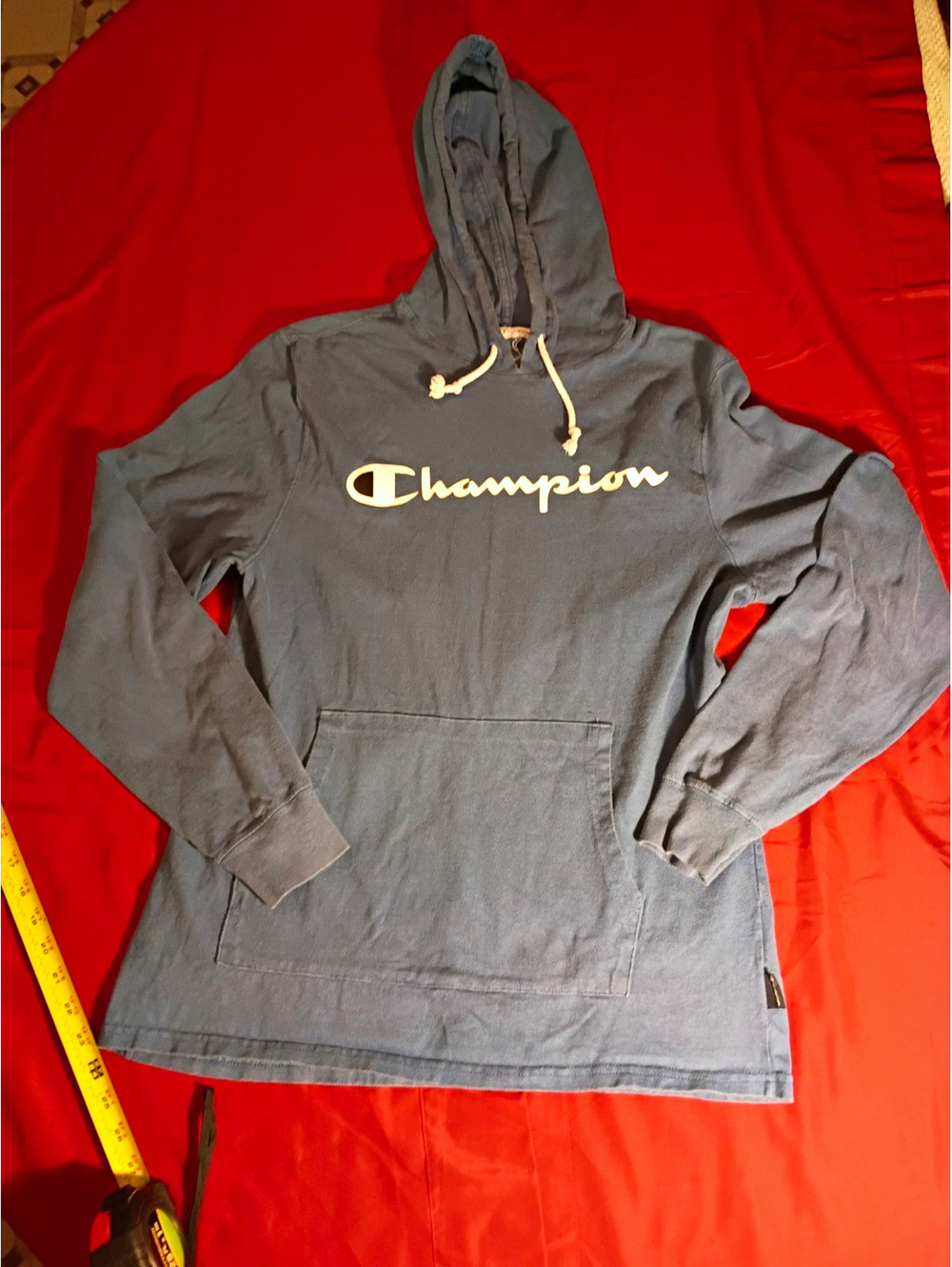 Champion Blue Pullover Hoodie with Front Pocket and Logo